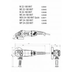 Metabo WP 24-180 MVT 7" Angle Grinder w/ Non-Lock Trigger 606485420 -Ingersoll Rand Sales Shop 0648500m 01