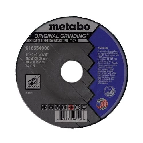 Metabo Type 27 A24N Original Grinding Wheel 6" x 1/4" x 7/8" US616554000 1 Metabo Type 27 A24N Original Grinding Wheel 6" x 1/4" x 7/8" US616554000