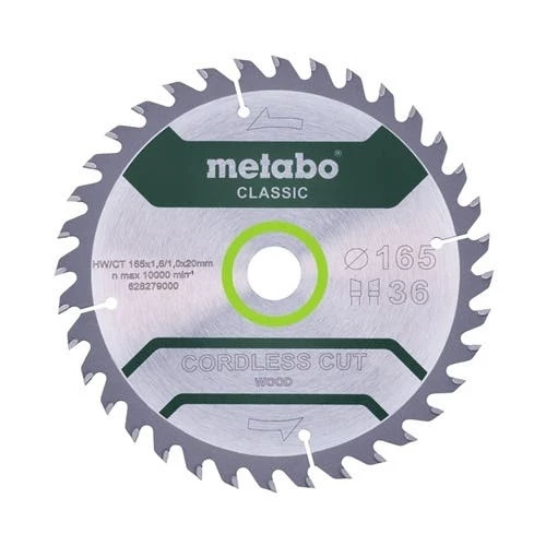 Metabo 6.5" Circular Saw Blade HW/CT 165 x 20mm, 18T Classic Quality 628272000 1 Metabo 6.5" Circular Saw Blade HW/CT 165 x 20mm, 18T Classic Quality 628272000