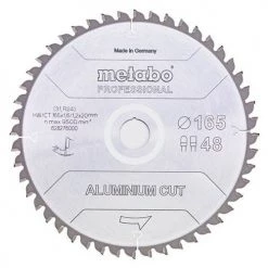 Metabo 6.5" Circular Saw Blade Aluminum Cut 165 x 20mm, 48T Professional 628276000