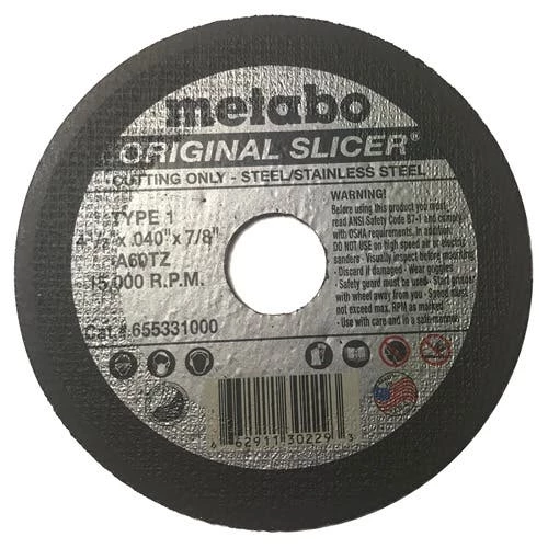 Metabo Type 1 Original Slicer A60TZ 4-1/2" x .04" x 7/8" Cutting Wheel 655331000 1 Metabo Type 1 Original Slicer A60TZ 4-1/2" x .04" x 7/8" Cutting Wheel 655331000