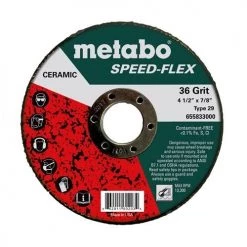 Metabo 4-1/2" Speed-Flex 36 7/8 T29 Fiberglass Steel/Stainless Steel Grinding Wheel 655833000