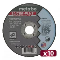 Metabo 6" x 0.45" x 7/8" Type 1 Slicer Plus Wheels (10-Pack) US655998010